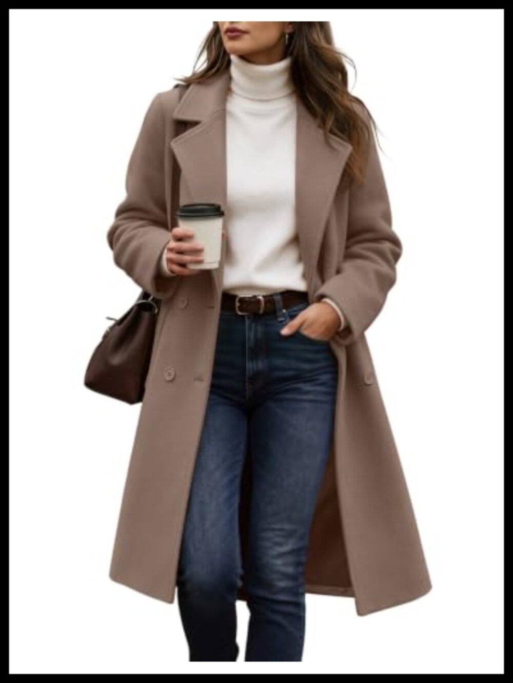 Zeagoo Womens Winter Peacoat Double Breasted Mid-Long Wool Coat